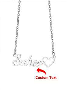 1 pieza Collar personalizado con placa de identificación en forma de corazón, collar de acero inoxidable chapado en oro de 18K con corazón calado, regalo ideal para novia, mamá, familia, amiga, hija, aniversario, cumpleaños, desgaste diario, fiesta, Día de la Madre, San Valentín, graduación, boda, casual, vintage, minimalista