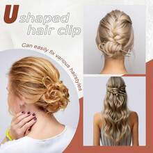 French Hair Pin Metal Hair Pin U Shaped Hair Clip Women Girls Hairstyle Decorative Accessories (Gold) - 1 - 查看 6