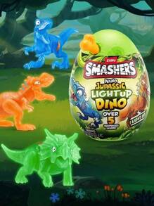 ZURU Caixa surpresa mini ovos arqueológicos luminosos Smashers Nano Jurassic - 6 designs aleatórios de dinossauros com características fluorescentes, presente de aniversário perfeito para meninos, mini ovos colecionáveis com mais de 5 surpresas dentro