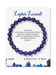 1 件天然水晶手链，男女适用 - 8 毫米半宝石串珠手链，愈合弹力圆珠手链，男女通用珠宝礼物