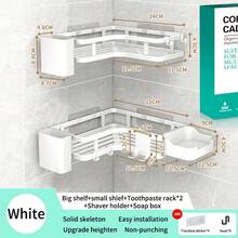 1pc No Drill Double Layer Bathroom Shelf, Bathroom Cosmetics & Toiletries Storage Rack, Kitchen Storage Rack, Living Room & Study Wall Mounted Storage Rack, No Trace Adhesive Design, High Quality Metal Material - Multicolor - View 13