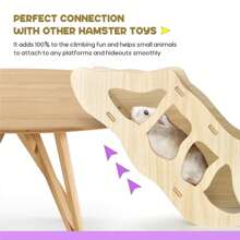1pc Wooden Hamster, Gerbil, Golden Hamster Toy House, Hideout Tunnel, Climbing Game House, Suitable For Small Animal Villa Stairs - Multicolor - View 7