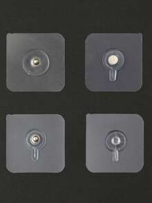 4 Self-Adhesive Hooks, Household Screw Hooks, Seamless Splicing Picture Frame Hooks, Style Random - Clear - View 4