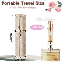Ml Premium Perfume Atomizer - Refillable Travel Spray Bottle Set With Leather Case, Leakproof Mini Cologne & Essential Oil Dispenser For Women Men Teens, Luxury Portable Fragrance Bottle For Purse Gym Office Travel - Golden - 查看 3