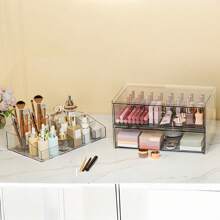 3 Tier Clear Acrylic Cosmetic Storage Organizer With Drawer, Cosmetic Storage For Dresser Countertop And Bathroom Vanity, Beauty Holder For Lipstick Brush Skincare, Lightweight, Scent-Free, Easy To Install - Transparent Cosmetic Storage Organizer-3Tier - 查看 6