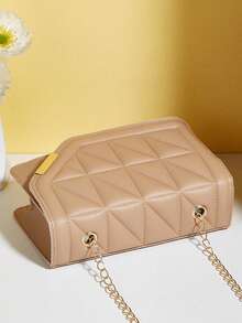 女士手提包，韩版风格新款休闲时尚几何绗缝磁扣锁个性化百搭女士斜挎单肩包 - 彩色 - 查看 6