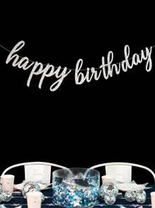 1 件银色/香槟金色/古铜色闪光生日快乐横幅，生日派对背景装饰旗帜，适用于银色生日快乐/迪斯科派对/未来派对/太空派对/成人里程碑生日（30 岁、40 岁）/新娘生日早午餐/狂野派对/熊主题派对/林地派对装饰 - 彩色 - 查看 3