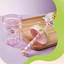 19oz/560ml Ufufy Flower Series Stirring Straw Cup Cute Cartoon Daisy Anime Figures Sports Kettle Large Capacity Shaker Bottle Leak-Proof Water Bottle - Purple - View 4