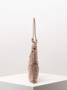 花卉镂空钩针编织单肩包、沙滩包、度假包、钩针套装、女士优雅包包、度假必备品、旅行必备品（图案随机） - 駝色 - 查看 5