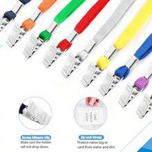 5/10/36 piezas Portador de tarjeta de identificación con nombre horizontal transparente de plástico con clip y cordón