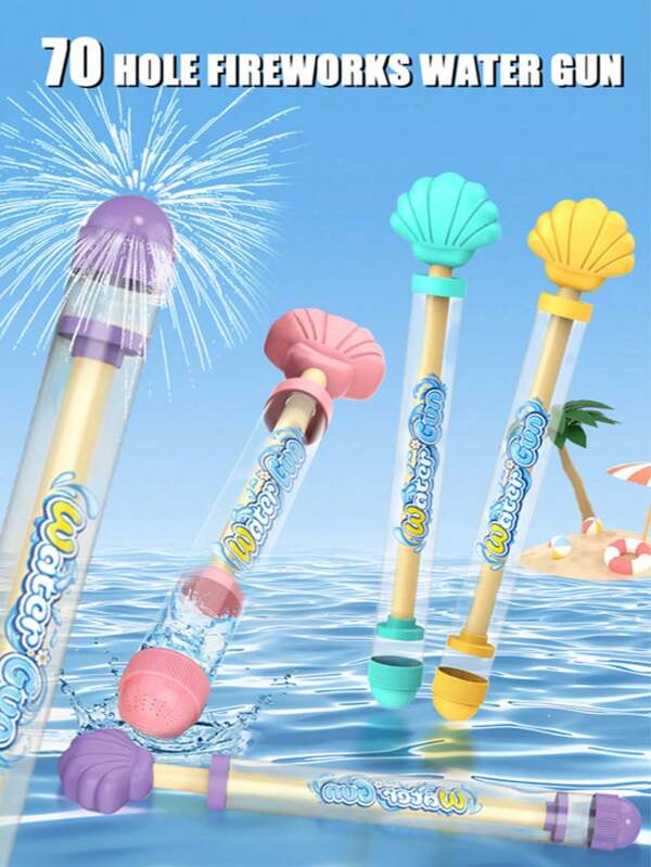 1pc 70-Hole Water Cannon For Summer, With Shell And Handle Design, Providing Large Water Storage Capacity. Suitable For Lawns, Beaches, Water Parks And Swimming Pools