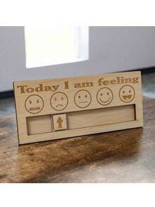 1pc Wooden Mood Board With Feeling Tiles - "How Do I Feel Today" 2025 Interactive Desktop Art| : Mental Health Awareness, Boho Office Decor, Gifting,For School Supplies,Back To School, Cork Board, Pin Board, Vision Board - Multicolor - View 4