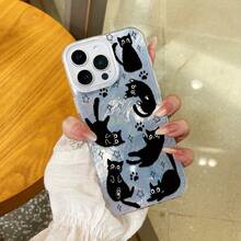 Funda para teléfono con diseño negro. Compatible con phone 16, 16 Pro, 16 Pro Max, 15 Plus, 14, 13, 12 y 11. Nuevo diseño degradado con forma de glaciar y borde suave. Protección total contra caídas con funda protectora de silicona. - Blanco - Ver 6