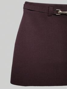 Women's Fashion Slim High Waist Belt Knitwear Mini Skirt - Brown - View 6