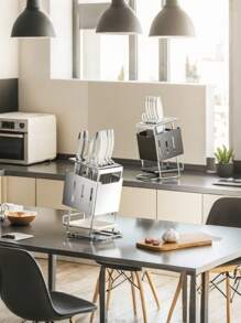 1 件简约不锈钢刀架，家庭必备厨房收纳用品