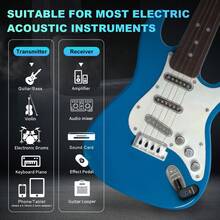 Wireless Guitar System 2.4GHz 2 Modes, Thumb-Size, 90° Rotatable, 100ft Range, Wireless Guitar Transmitter Receiver Plug & Play For Guitar, Bass, Violin, Keyboard - Black (1TX + 1RX) - 黑色 - 查看 2