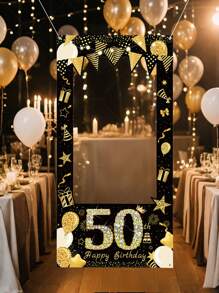 2 pezzi Cornice fotografica di lusso nera e dorata per compleanno, con opzioni di età (18/30/40/50/60), decorazione scintillante per festa, sfondo popolare su , disponibile in dimensioni piccole e grandi, accessori e forniture per foto di feste di compleanno per adulti