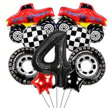 9pcs 40inch Black Large Digital Balloon Package Pickup Truck Racing Car Birthday Themed Balloon Scene Decoration