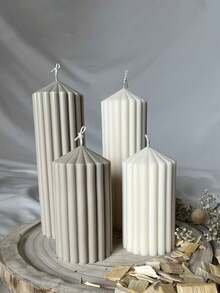 4 件套条纹圆柱蜡烛硅胶模具 DIY 3D 罗马柱设计香薰蜡烛模具环氧树脂铸造模具，家居装饰 - mold - 查看 6