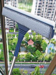 1pc Multi Functional Wiper, Glass Cleaner, Wipe Water Stains, Extendable Rod, Strong Water Absorption, Wipe Glass Artworks, Household Window Cleaning Tool, High-Rise Window Cleaning Wiper Brush