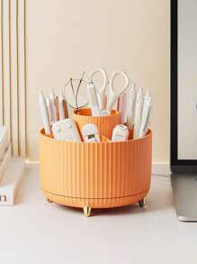 办公桌旋转笔筒 - 文具收纳盒 - 5格 - 铅笔和钢笔 - 学习用品 - 桌面收纳架 - 家用大容量办公桌笔盒 - 化妆品整理盒