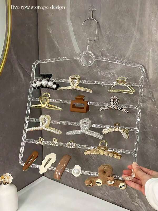 1pc Claw Clip Organizer, Claw Clip Holder And Storage For Women Girls, Simple Transparent Multi-Layer Hair Accessory Storage Rack Wall-Mounted Hair Claw Hairband Hairpin Drying Rack Headwear Organizer Claw Clip Holder