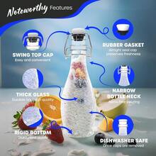 8.5 Oz Textu Swing Top Glass Bottles 6 Pack 250 ML Clear Teardrop Flip Top Bottles For Parties Brewing Fermting Gifts Includes Shrink Wrap Paper Tags Funnel Brush Gold Marker YFHL5 - 無色 - 查看 3