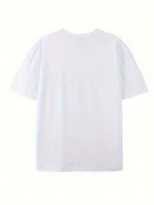 Front Tacos Delight Pattern Print Round Neck Short Sleeve T-Shirt Top Comfort Breathable Fabric Leisure Sports Style Men's 100% Cotton Street Wear T-Shirt (Choose A Larger Size To Get A Looser Effect) - 白色 - 查看 4