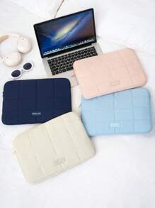 1 件女士绗缝 14/15.6 英寸笔记本电脑内胆包，简约马卡龙色网格笔记本电脑包，轻质平板电脑内袋，防震耐磨，适合学校、工作、生日和返校礼物，女士返校笔记本电脑包 书包 大学必备品 - 彩色 - 查看 11