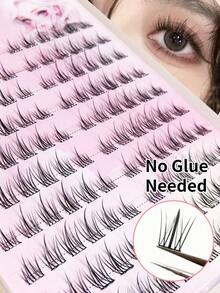 Lvcheryl 100-120片/盒 10排自粘假睫毛，可重复使用，无需胶水，防水，自然妆效，适合新手，睫毛簇，单根假睫毛，假睫毛 - C - 查看 16