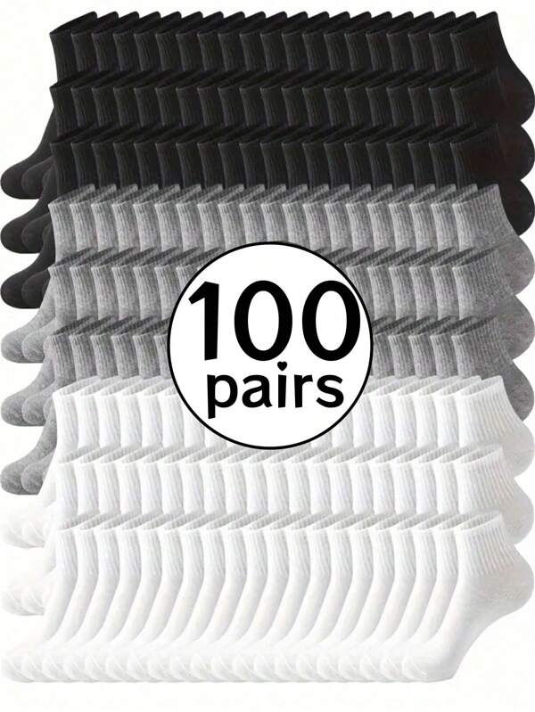 100 pares de calcetines deportivos transpirables para hombres, calcetines para correr al aire libre con estampado de letras de moda y alta elasticidad, cómodos, transpirable, antiolores y antibacterianos, adecuados para calcetines de deporte de la vida diaria para hombre - calcetines atléticos transpirable y absorbentes de humedad para running, gimnasio, baloncesto - Calcetines acolchados antideslizantes de algodón