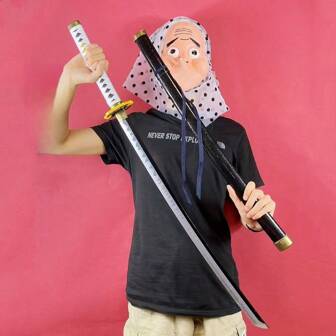 40inch 104cm Wooden Katana Figure Model Large Sword Sabre Anime Cosplay Accessories Prop Bamboo Long Knife Blade Damascus Sword Real Full Size Japanese Katana Original Samurai Sabre Figurine Model Photograph Prop Accessories Gift