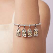 WOSTU WOSTU 1 buc pandantiv constelație din argint 925 în două tonuri, 12 mărgele zodiacale pentru colier, cadou de ziua de naștere DIY, accesorii de bijuterii