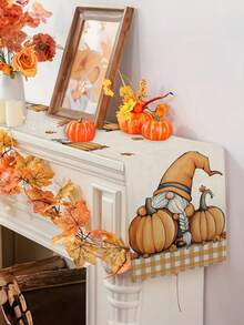 1pc/10pcs Autumn Pumpkin Gnome Table Runner, Thanksgiving Table Runner, Harvest Festival Decor, Farmhouse Style, Linen-Like Material, 33*91CM/33*183CM/33*274CM, 3 Size Options, Indoor Outdoor Party Decoration, Pumpkin Theme, Home Kitchen Decor - Multicolor - View 2