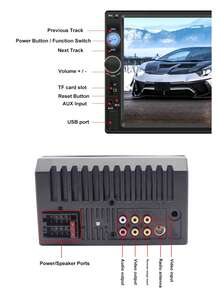 Reletech 7英寸双DIN车载MP5播放器 - 触摸屏显示 + 支持安卓/iOS镜像、倒车影像、USB/TF卡/FM收音机、多色背光按键、通用车载音响系统 - 黑色 - 查看 10