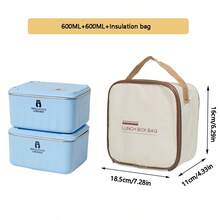 1 件装办公室工作人员保温午餐盒（带袋）、方形微波炉食品储存容器、学生冰箱便当盒