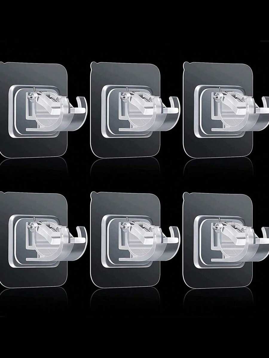 8/6/4/2Pcs Curtain Rod Brackets No Drilling, Self Adhesive Curtain Rod Holders Nail Free Adjustable Curtain Rod Hooks Curtain Hangers For Bathroom Kitchen Bathroom Hotel, Shower Curtain Rod