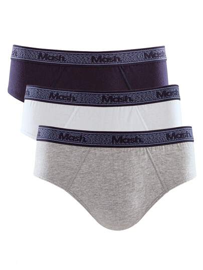 MASH. Kit 3 Cuecas Mash Slip Algodão Cotton Masculina Adulto Cavada Tradicional Clássica Original Atacado