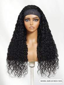 Hair Water Wave Headband Glueless Wigs 100% Human Hair No Glue No Lace Fit For All Head Sizes With Invisi Drawstring Beginner Friendly Hook Fit No-Slip Unice Wigs