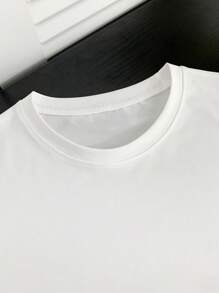 Young Boy Cartoon Skateboard & Letter Print Round Neck T-Shirt