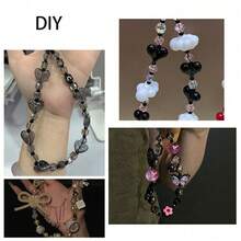 10 Pcs Electrocardiograms Designed Printed Heart-Shaped Beads - Creative DIY Fountain Pens, Pendant Beads, Bracelets, Necklaces, Keychains, Earrings, Craft Items, The Perfect Valentine's Day Gift - Mixed Colors - View 9