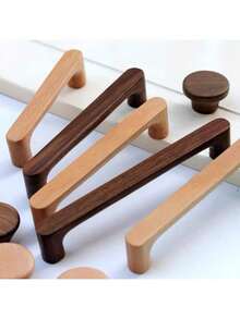1pc Wooden Drawer Pull Handle, Walnut Dresser Knob, Beech Cabinet Pull, Furniture Handle - Multicolor - View 4