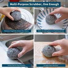 1/6/12/20 件装钢丝绒清洁刷，金属厨房清洁海绵，洗碗百洁布，重型，优质不锈钢清洁刷，适用于厨房锅碗瓢盆和浴室清洁 - 多色 - 查看 8