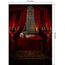 CZ 5X7FT Halloween Backdrop Nightmare Before Christmas Backgrounds For   Shower Portrait Indoor Night Antique Study Red Curtain Terror Skull Photo Studio Backdrop Party Decorations SCO87 1439 - SCO87 - Xem 2