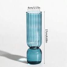1pc Transparent Striped Glass Vase, Hydroponic Plant Pot, Wedding Party Flower Arrangement Container, Modern Minimalist Home & Office Desk Decor