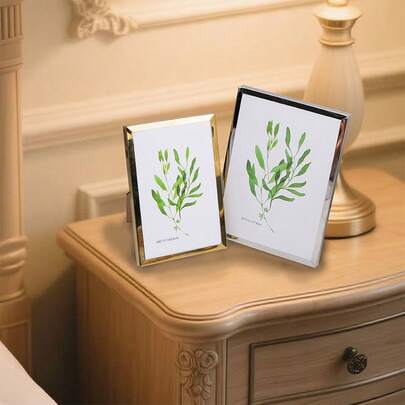 1Pc Picture Frames, Small Desktop Photo Frames, Silver Metal Photo Frames For Tabletop Display And Wall Decoration-Best Gift For Father's Day, Wedding, Birthday