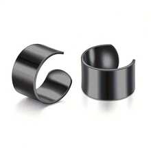 2 件经典几何 CC 耳钉，不锈钢夹式耳环，适合男女日常佩戴 - 耳夾 - 查看 5