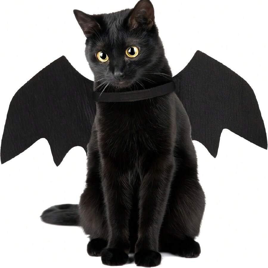 Adjustable Black Cat Batwing Costume, Cat/Dog Halloween Dress, Soft Polyester Halloween Pet Accessories For Cats And Small Dogs, Perfect For Role-Playing And Dress-Up Fun Halloween Halloween Costumes - Multicolor - View 1
