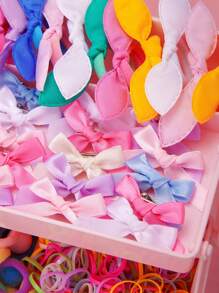 586件多色蝴蝶结发夹套装，时尚简约发带，马尾辫夹，绒球发带，送给女孩的礼物，适合学生、表演、派对