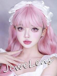 1pair Hotblood Pink Cosplay Color Contact Lenses Halloween Softlens 14.2mm - Pink - View 6